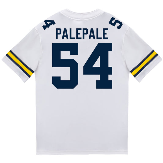 Michigan Wolverines #54 Deyvid Palepale Student Athlete White Football Jersey - Back View
