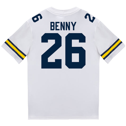 Michigan Wolverines #26 Rayshawn Benny Student Athlete White Football Jersey - Back View