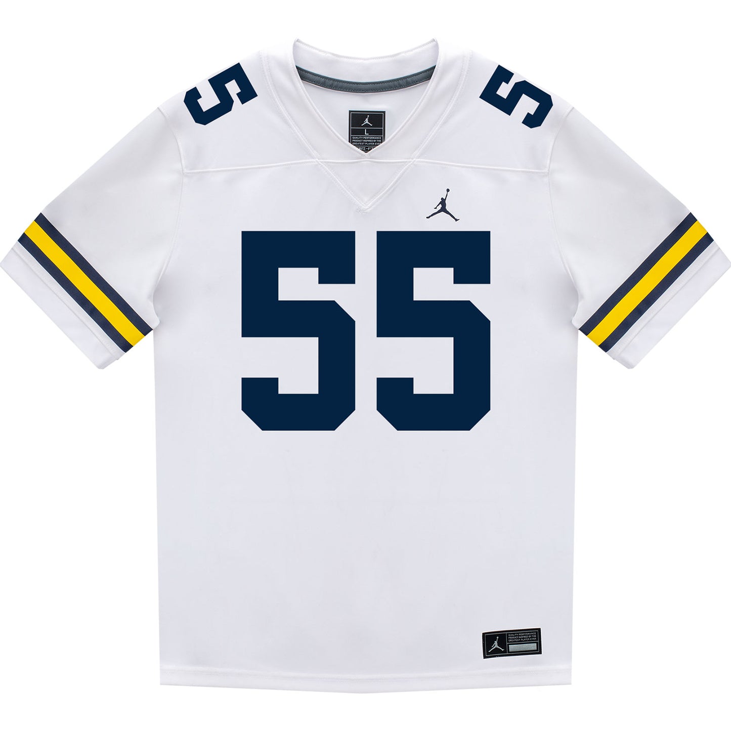 Michigan Wolverines #55 Nathan Efobi Student Athlete White Football Jersey - Front View