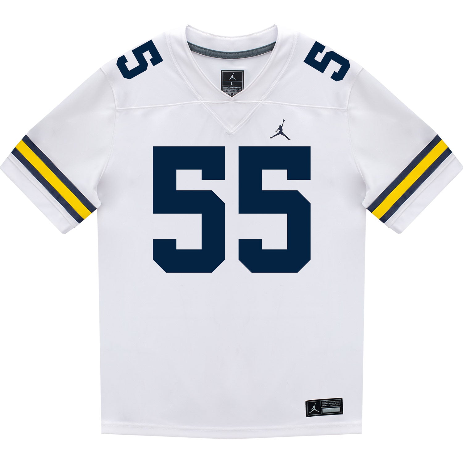 Michigan Wolverines #55 Nathan Efobi Student Athlete White Football Jersey - Front View