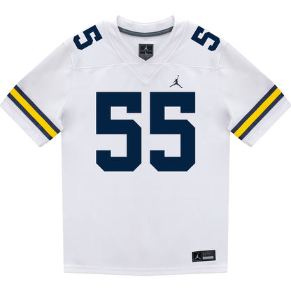 Michigan Wolverines #55 Nathan Efobi Student Athlete White Football Jersey - Front View