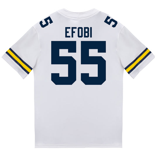 Michigan Wolverines #55 Nathan Efobi Student Athlete White Football Jersey - Back View