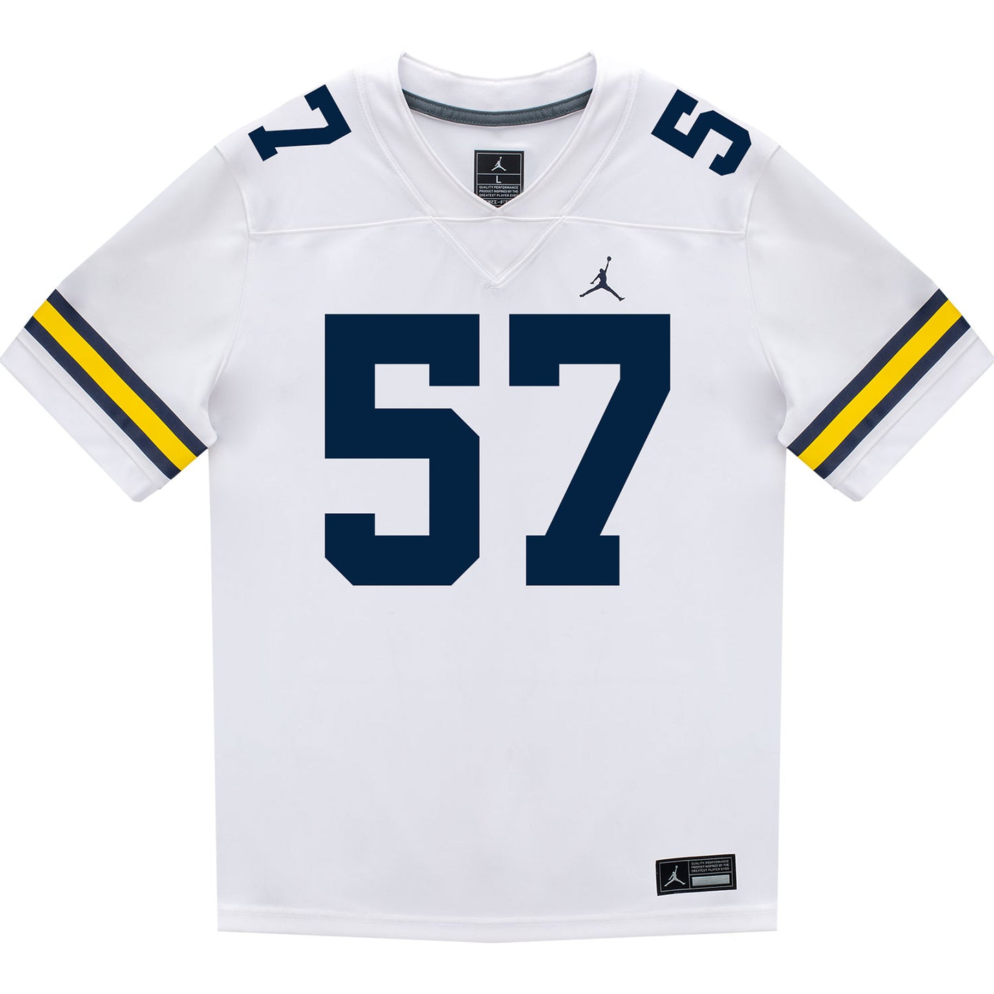 Michigan Wolverines #57 Travis Moten Student Athlete White Football Jersey - Front View