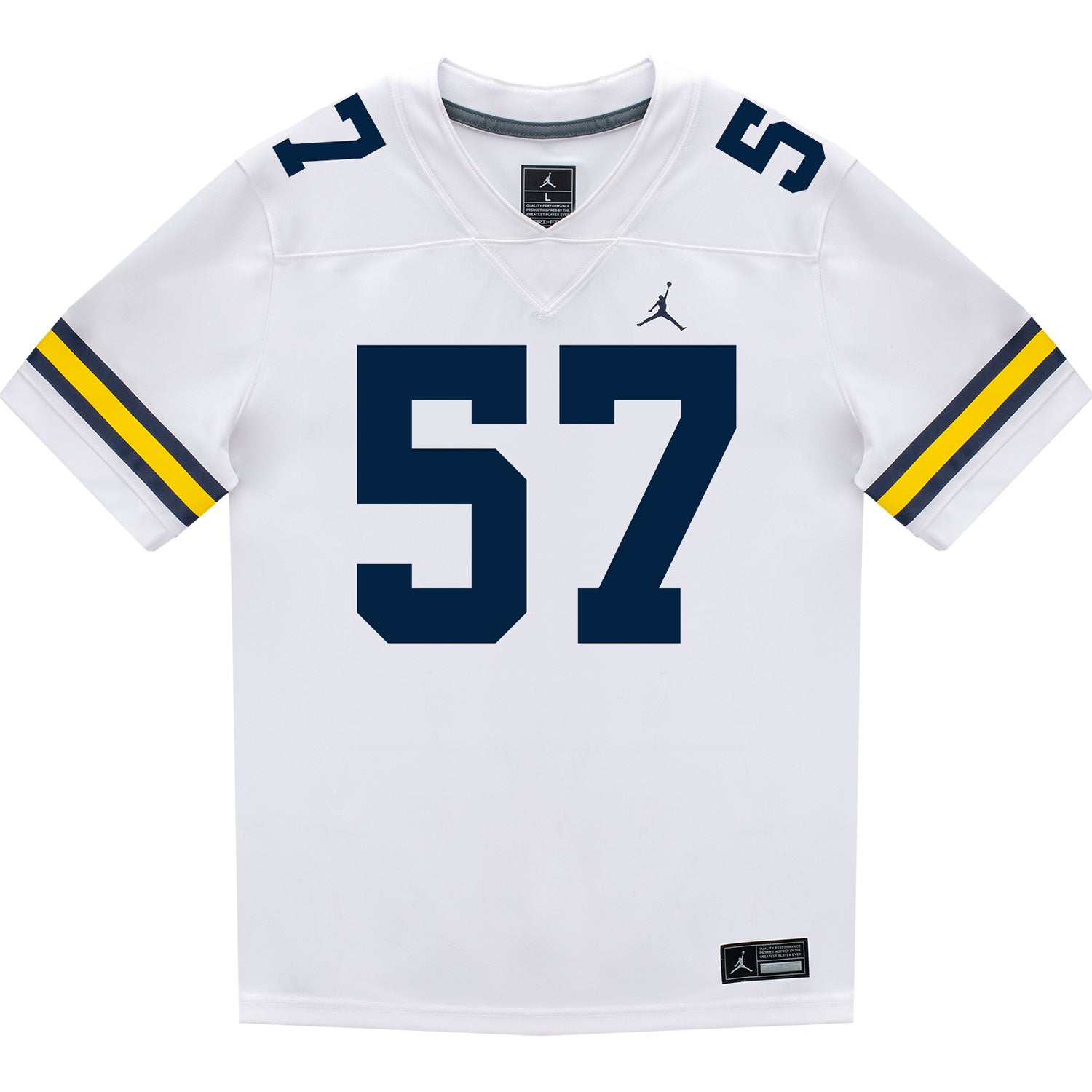 Michigan Wolverines #57 Travis Moten Student Athlete White Football Jersey - Front View
