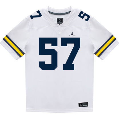Michigan Wolverines #57 Travis Moten Student Athlete White Football Jersey - Front View