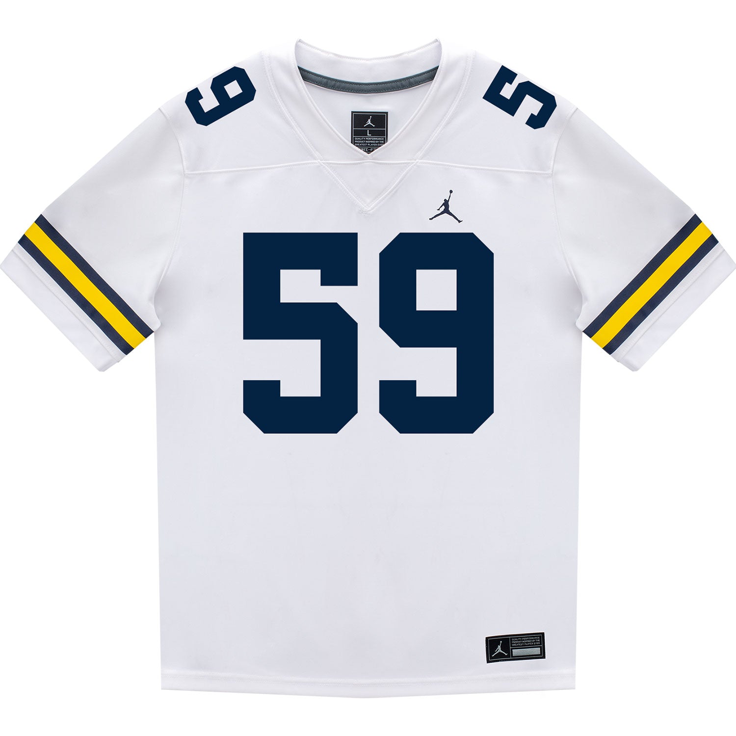 Michigan Wolverines #59 John Weidenbach Student Athlete White Football Jersey - Front View