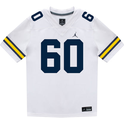 Michigan Wolverines #60 Brooks Bahr Student Athlete White Football Jersey - Front View