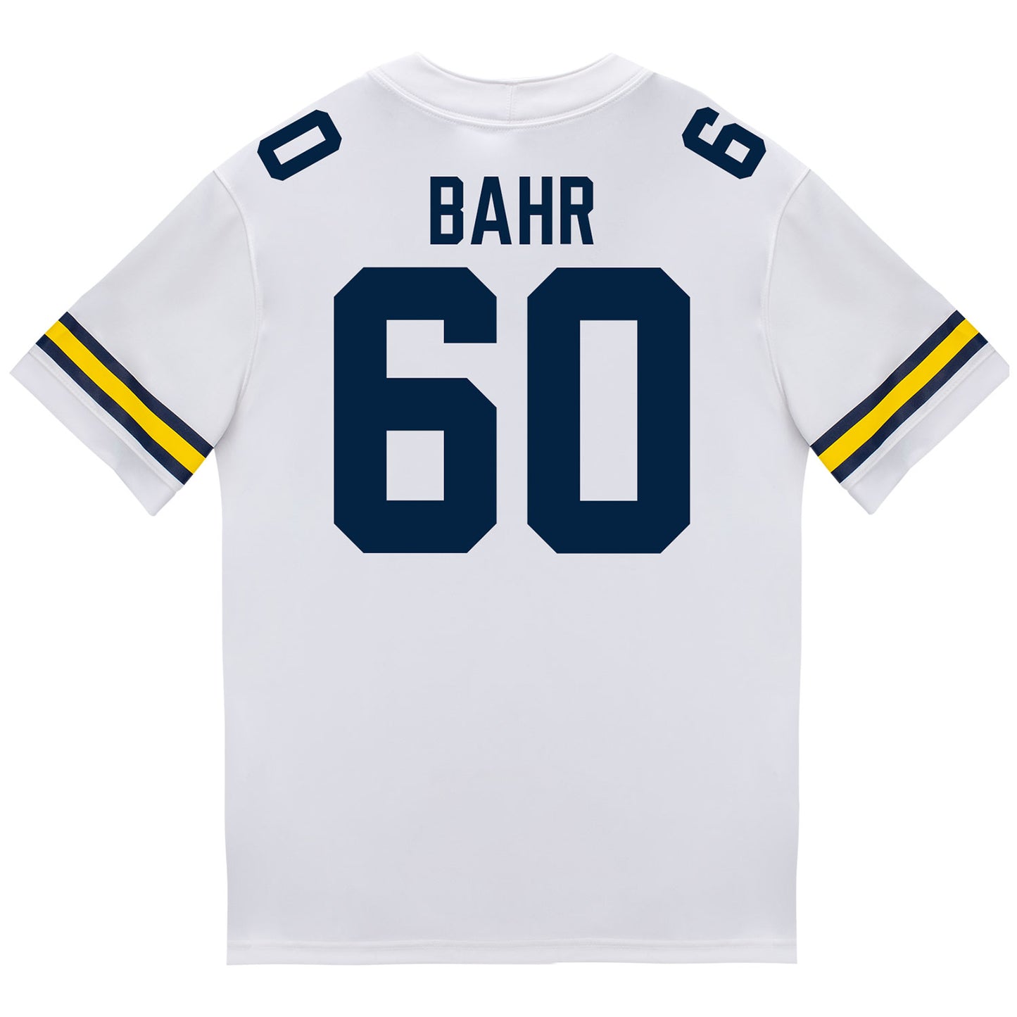 Michigan Wolverines #60 Brooks Bahr Student Athlete White Football Jersey - Back View