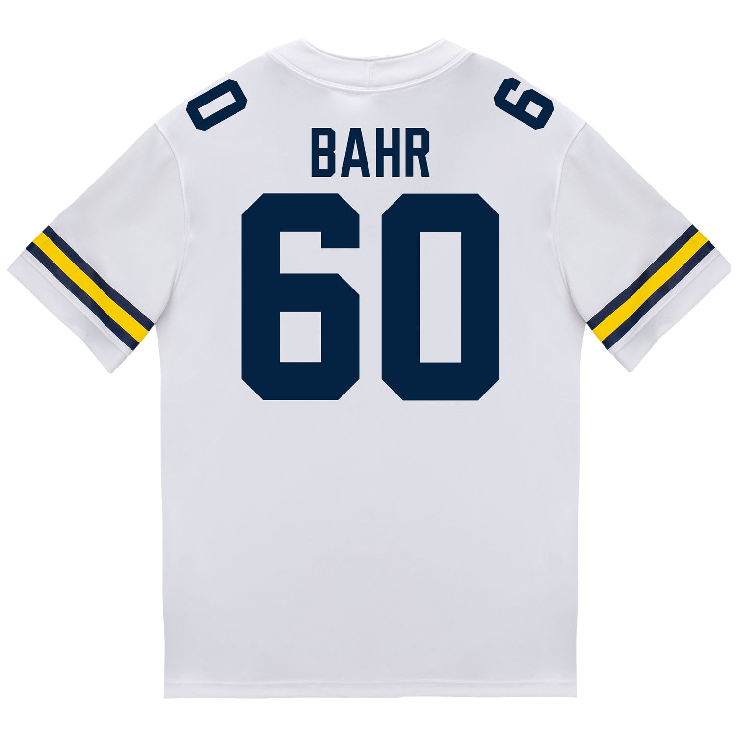 Michigan Wolverines #60 Brooks Bahr Student Athlete White Football Jersey - Back View