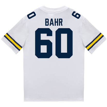 Michigan Wolverines #60 Brooks Bahr Student Athlete White Football Jersey - Back View