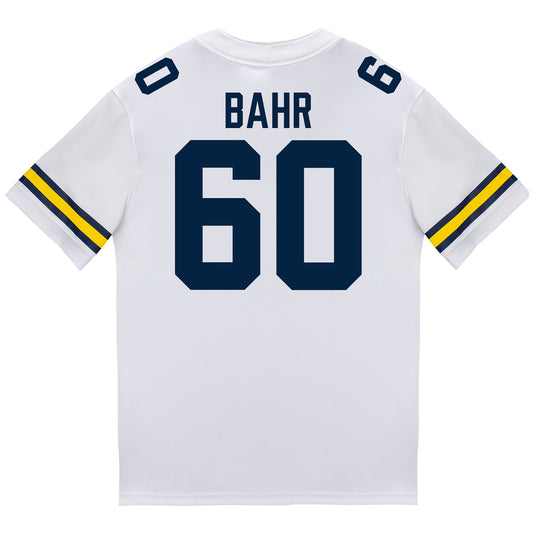 Michigan Wolverines #60 Brooks Bahr Student Athlete White Football Jersey - Back View