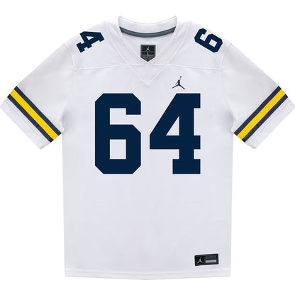Michigan Wolverines #64 James Kavouklis Student Athlete White Football Jersey - Front View