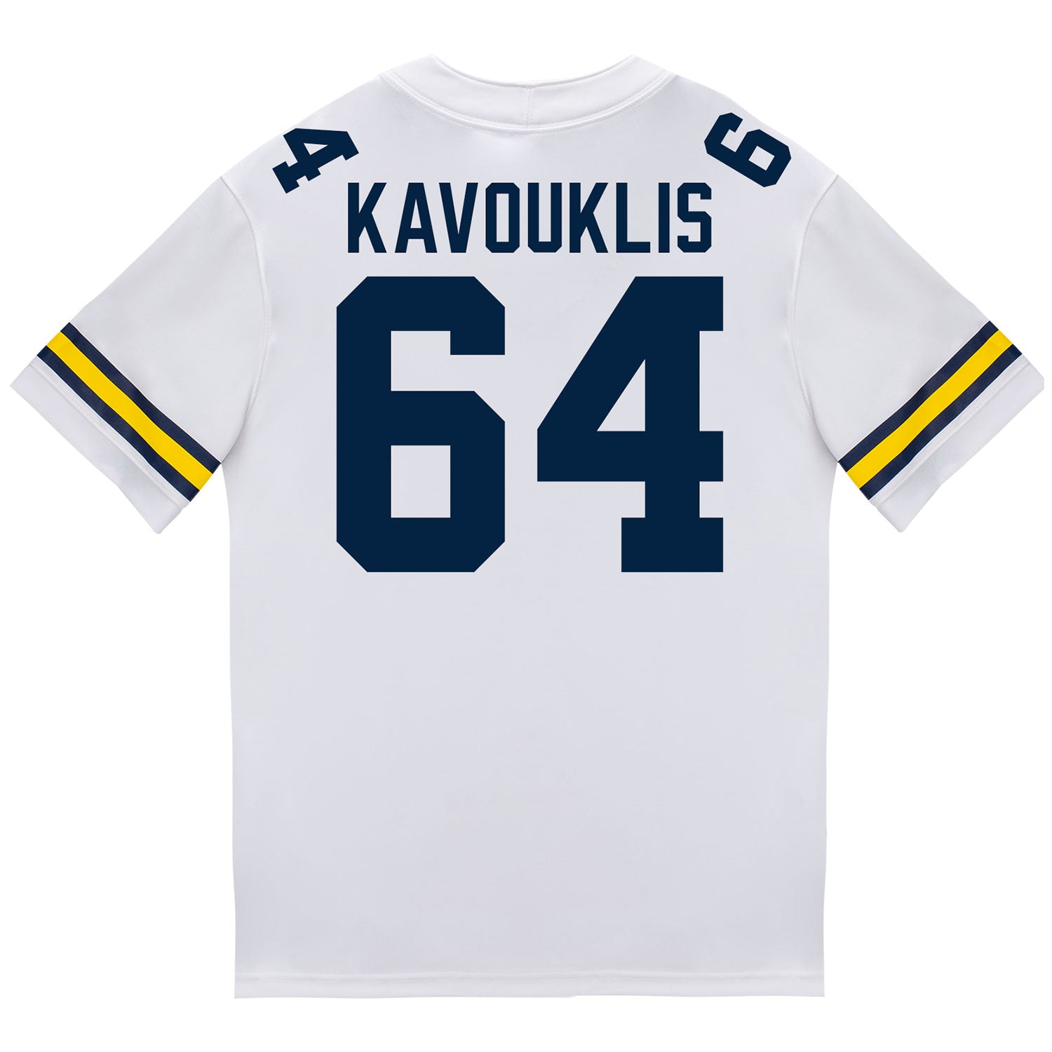 Michigan Wolverines #64 James Kavouklis Student Athlete White Football Jersey - Back View
