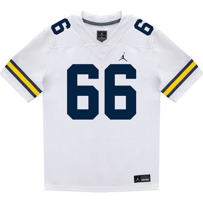 Michigan Wolverines #66 Dan Taraboi Student Athlete White Football Jersey - Front View