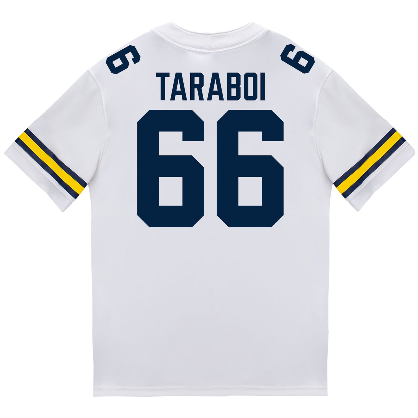 Michigan Wolverines #66 Dan Taraboi Student Athlete White Football Jersey - Back View