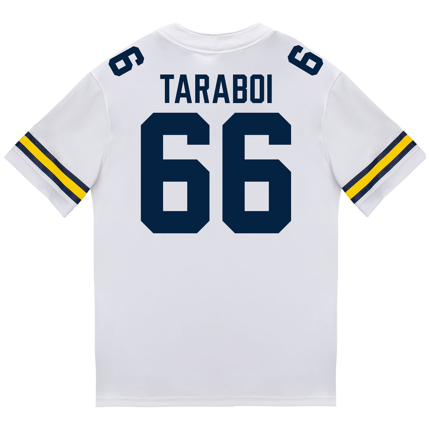 Michigan Wolverines #66 Dan Taraboi Student Athlete White Football Jersey - Back View