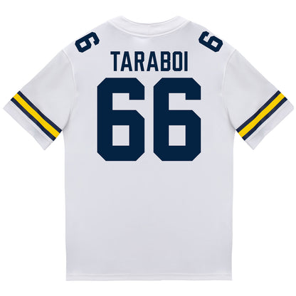 Michigan Wolverines #66 Dan Taraboi Student Athlete White Football Jersey - Back View
