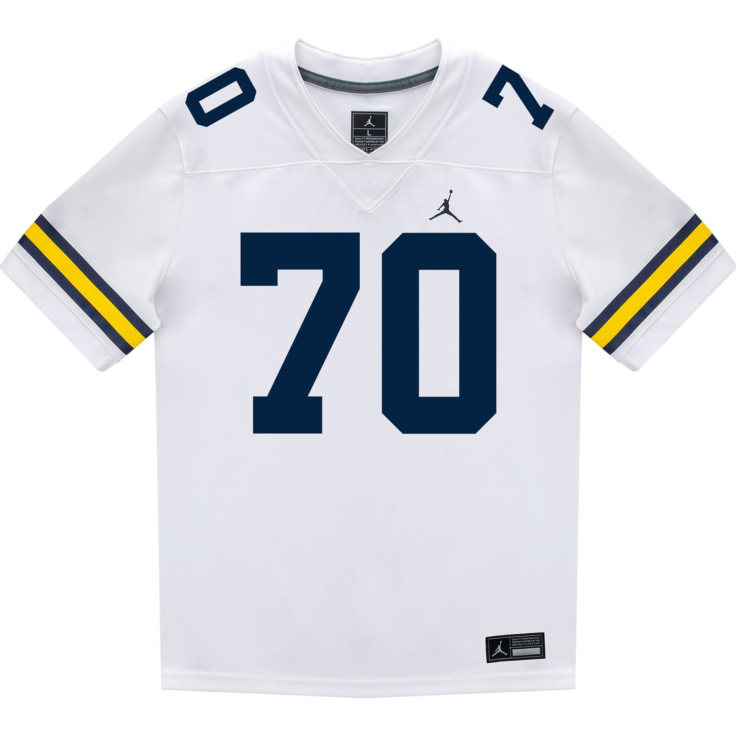 Michigan Wolverines #70 Brady Norton Student Athlete White Football Jersey - Front  View