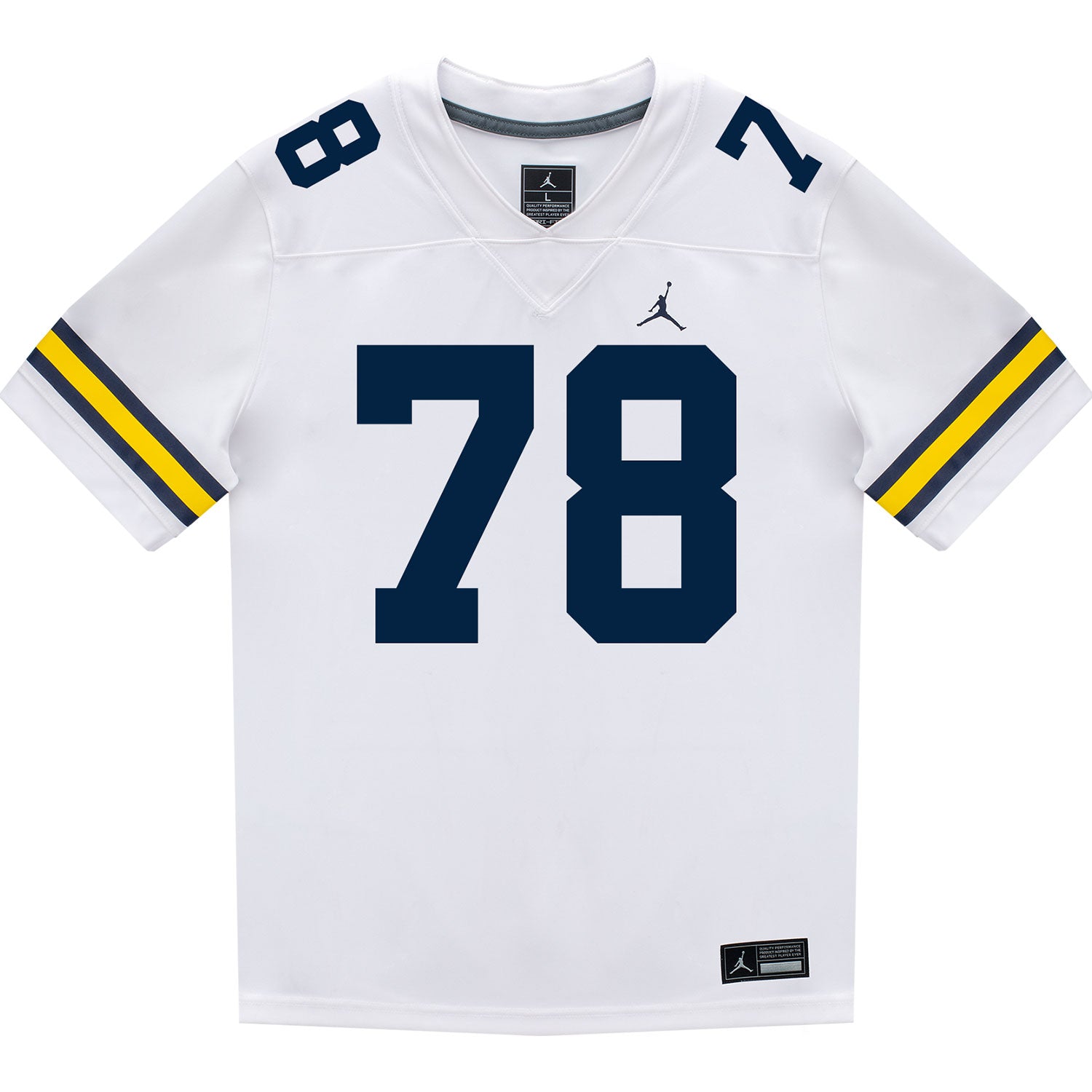 Michigan Wolverines #78 Lawrence Hattar Student Athlete White Football Jersey - Front View