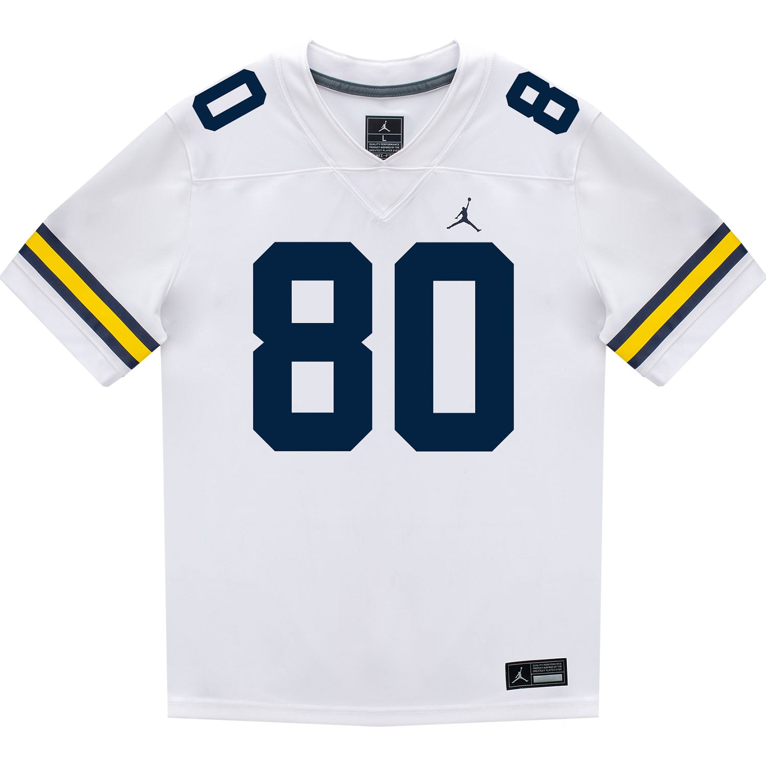 Michigan Wolverines #80 Hogan Hansen Student Athlete White Football Jersey - Front View