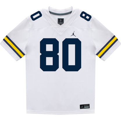 Michigan Wolverines #80 Hogan Hansen Student Athlete White Football Jersey - Front View