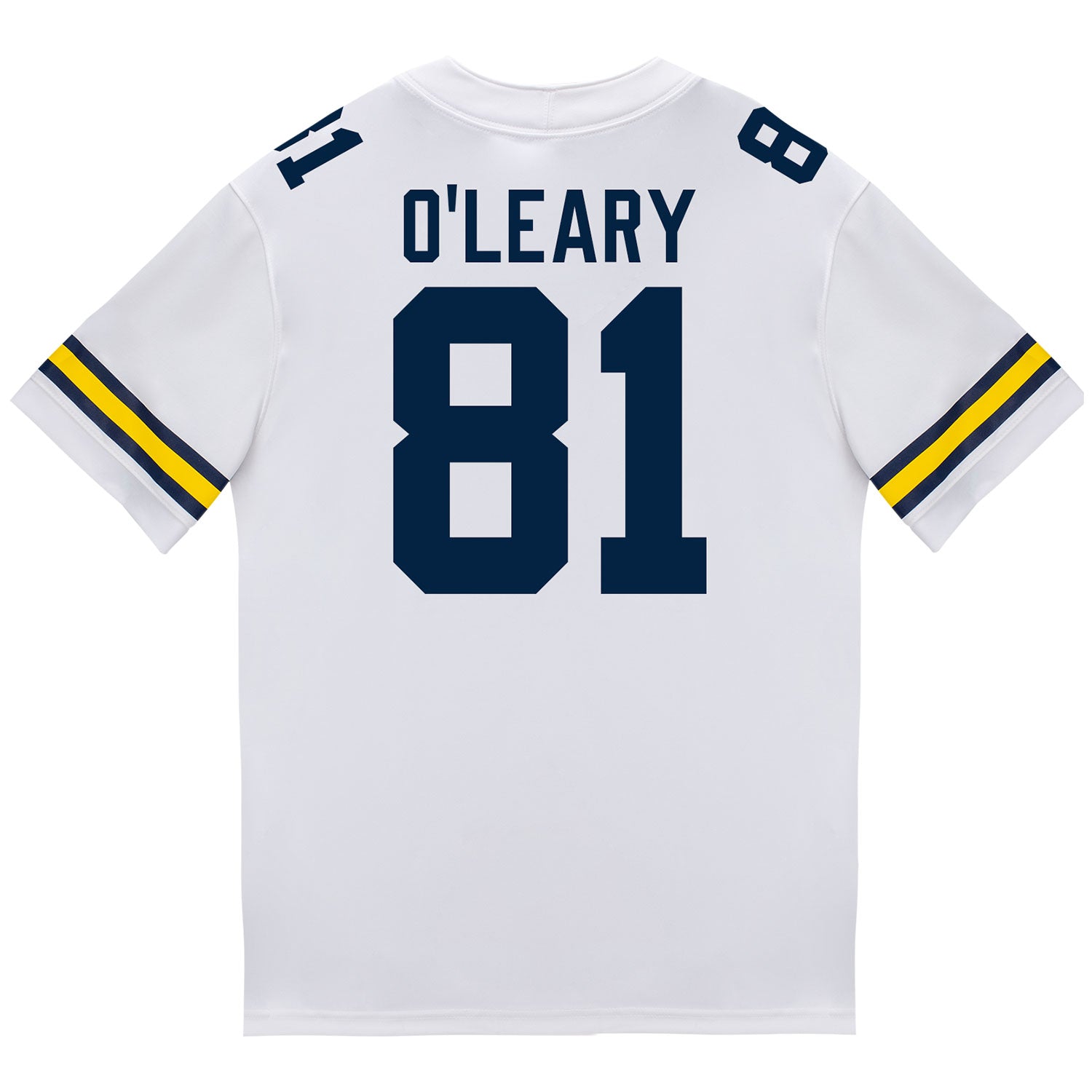 Michigan Wolverines #81 Peyton O'Leary Student Athlete White Football Jersey - Back View