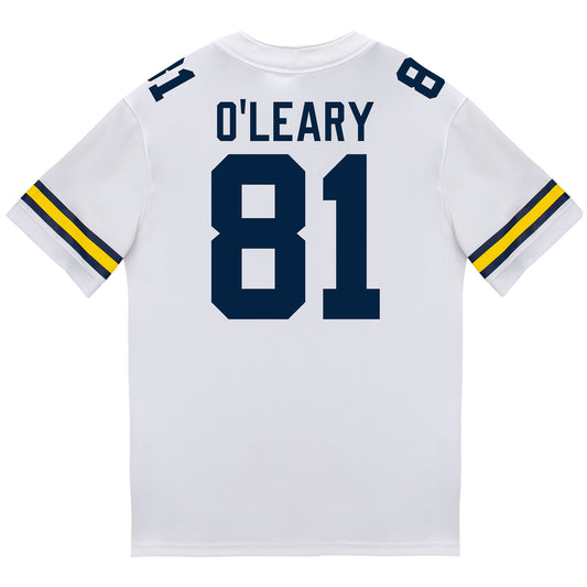 Michigan Wolverines #81 Peyton O'Leary Student Athlete White Football Jersey - Back View