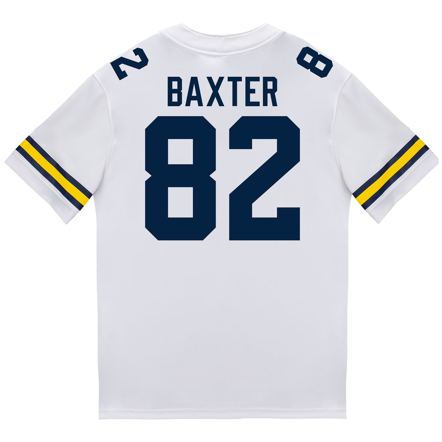 Michigan Wolverines #82 Devon Baxter Student Athlete White Football Jersey - Back View