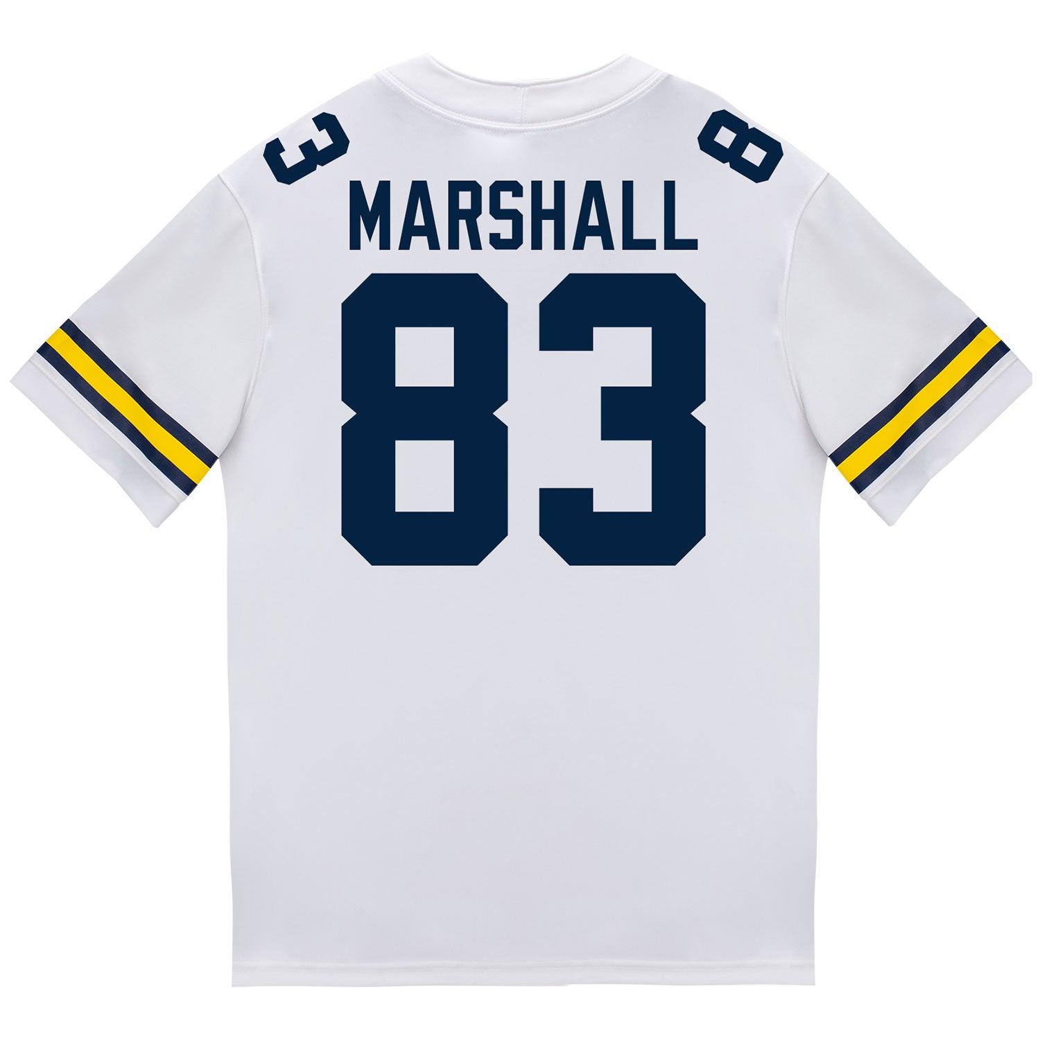 Michigan Wolverines #83 Zack Marshall Student Athlete White Football Jersey - Back View