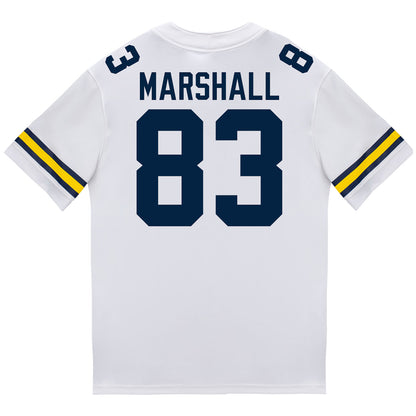 Michigan Wolverines #83 Zack Marshall Student Athlete White Football Jersey - Back View