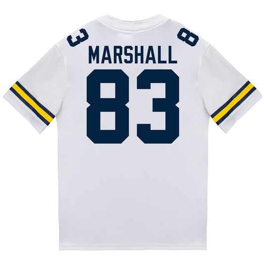 Michigan Wolverines #83 Zack Marshall Student Athlete White Football Jersey - Back View