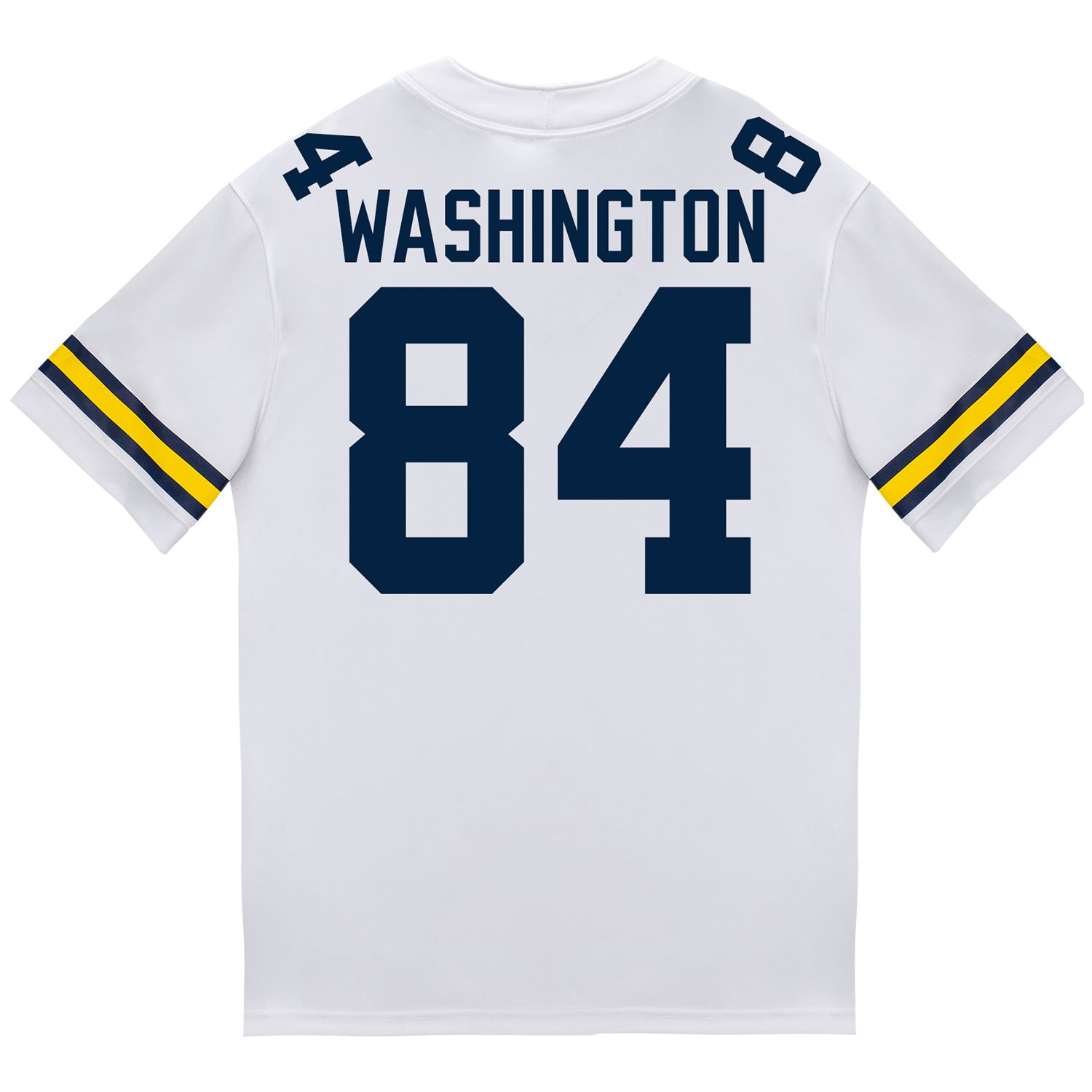 Michigan Wolverines #84 Jacob Washington Student Athlete White Football Jersey - Back View