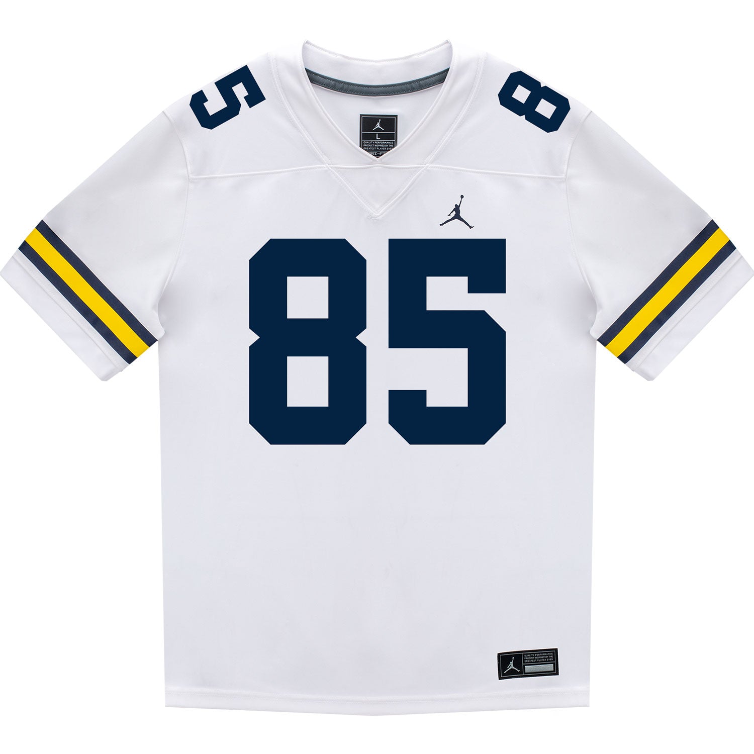 Michigan Wolverines #85 Logan Forbes Student Athlete White Football Jersey - Front View