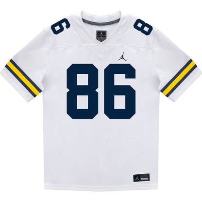 Michigan Wolverines #86 Brady Prieskorn Student Athlete White Football Jersey - Front View