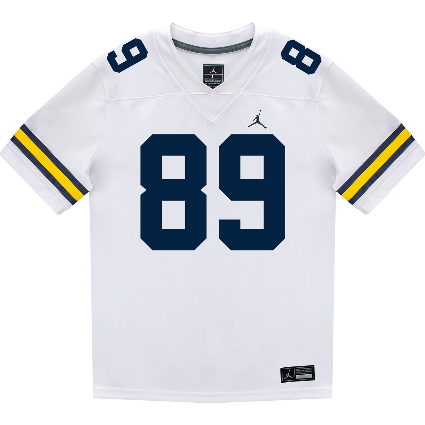 Michigan Wolverines #89 Kaleb Schlecht Student Athlete White Football Jersey - Front View