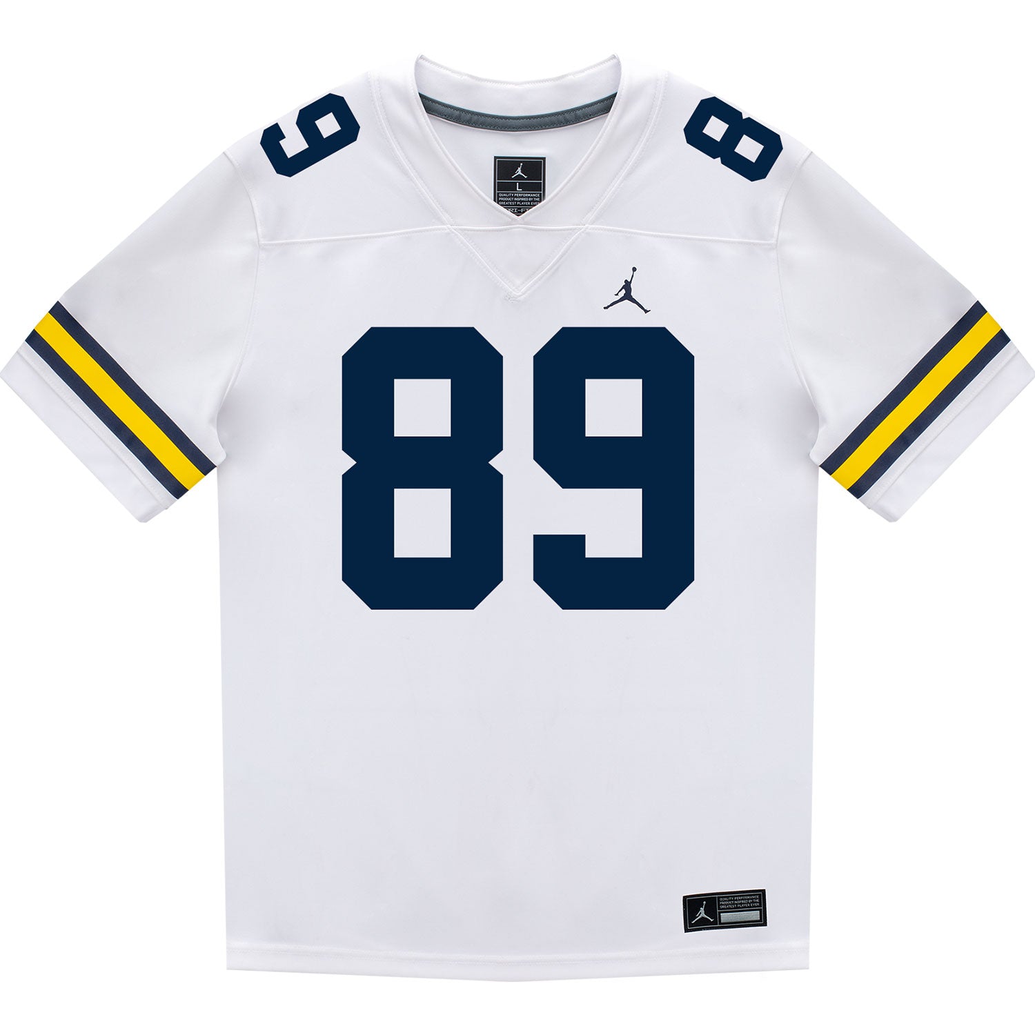 Michigan Wolverines #89 Kaleb Schlecht Student Athlete White Football Jersey - Front View