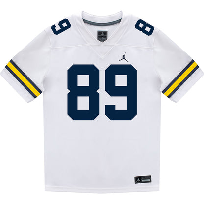 Michigan Wolverines #89 Kaleb Schlecht Student Athlete White Football Jersey - Front View