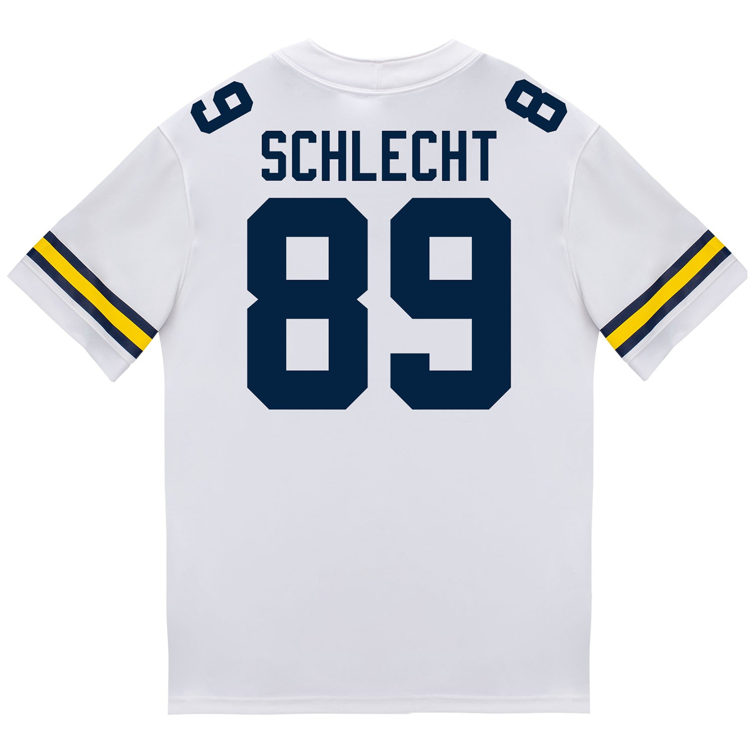Michigan Wolverines #89 Kaleb Schlecht Student Athlete White Football Jersey - Back View