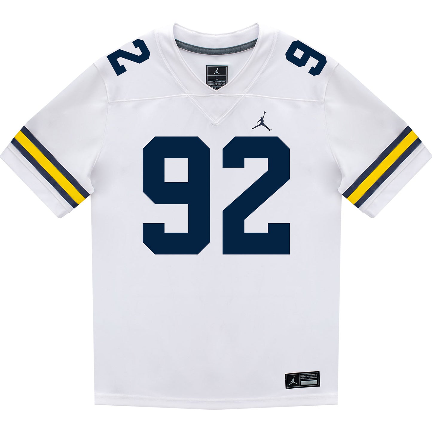 Michigan Wolverines #92 Ike Iwunnah Student Athlete White Football Jersey = Front View