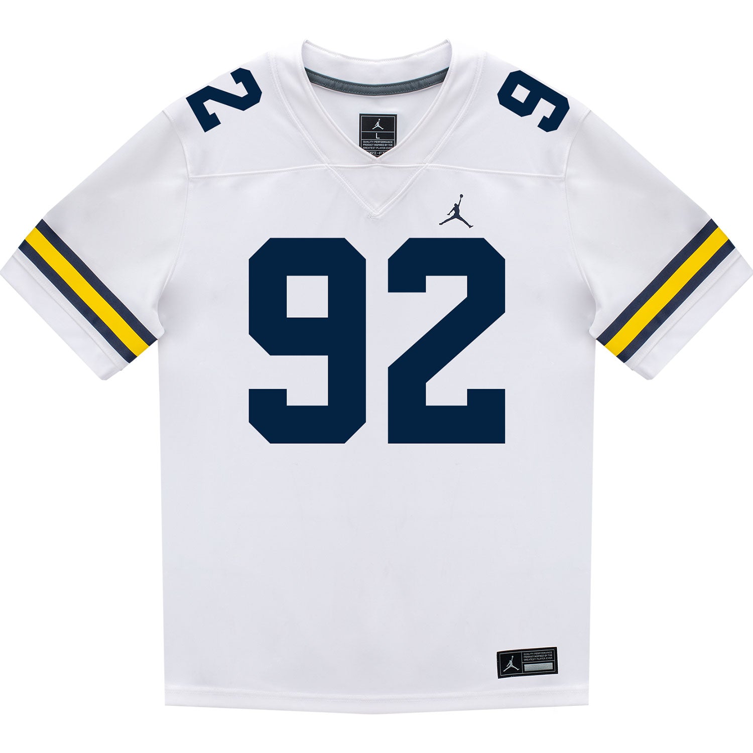Michigan Wolverines #92 Ike Iwunnah Student Athlete White Football Jersey = Front View