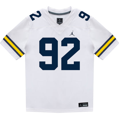 Michigan Wolverines #92 Ike Iwunnah Student Athlete White Football Jersey = Front View