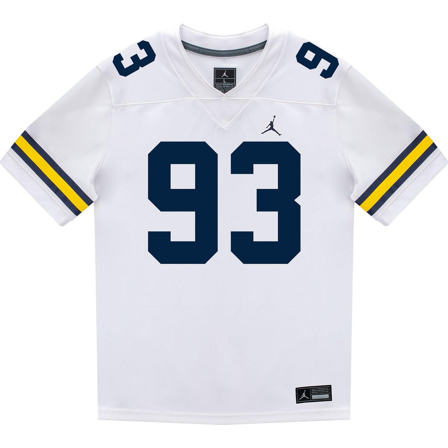 Michigan Wolverines #93 Benny Patterson Student Athlete White Football Jersey - Front View
