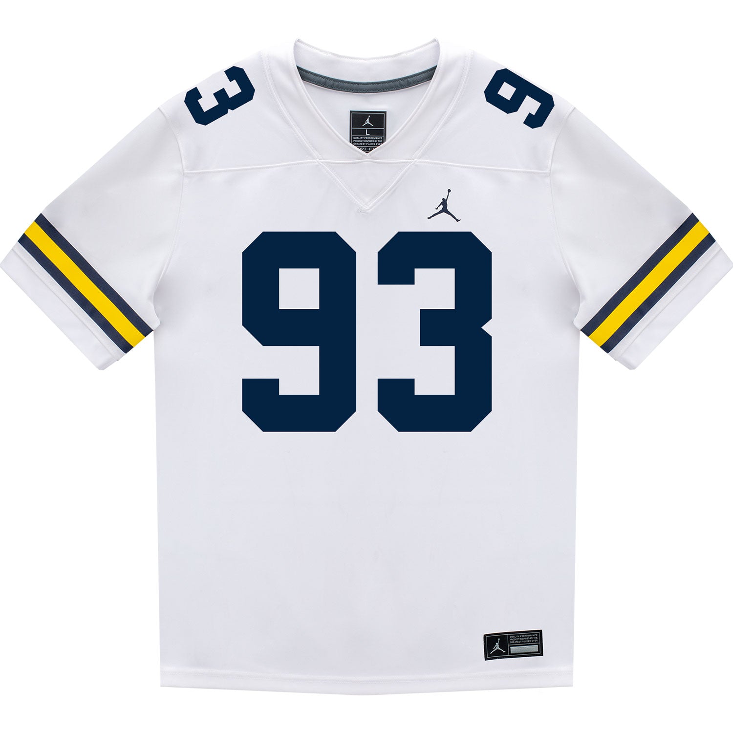 Michigan Wolverines #93 Benny Patterson Student Athlete White Football Jersey - Front View
