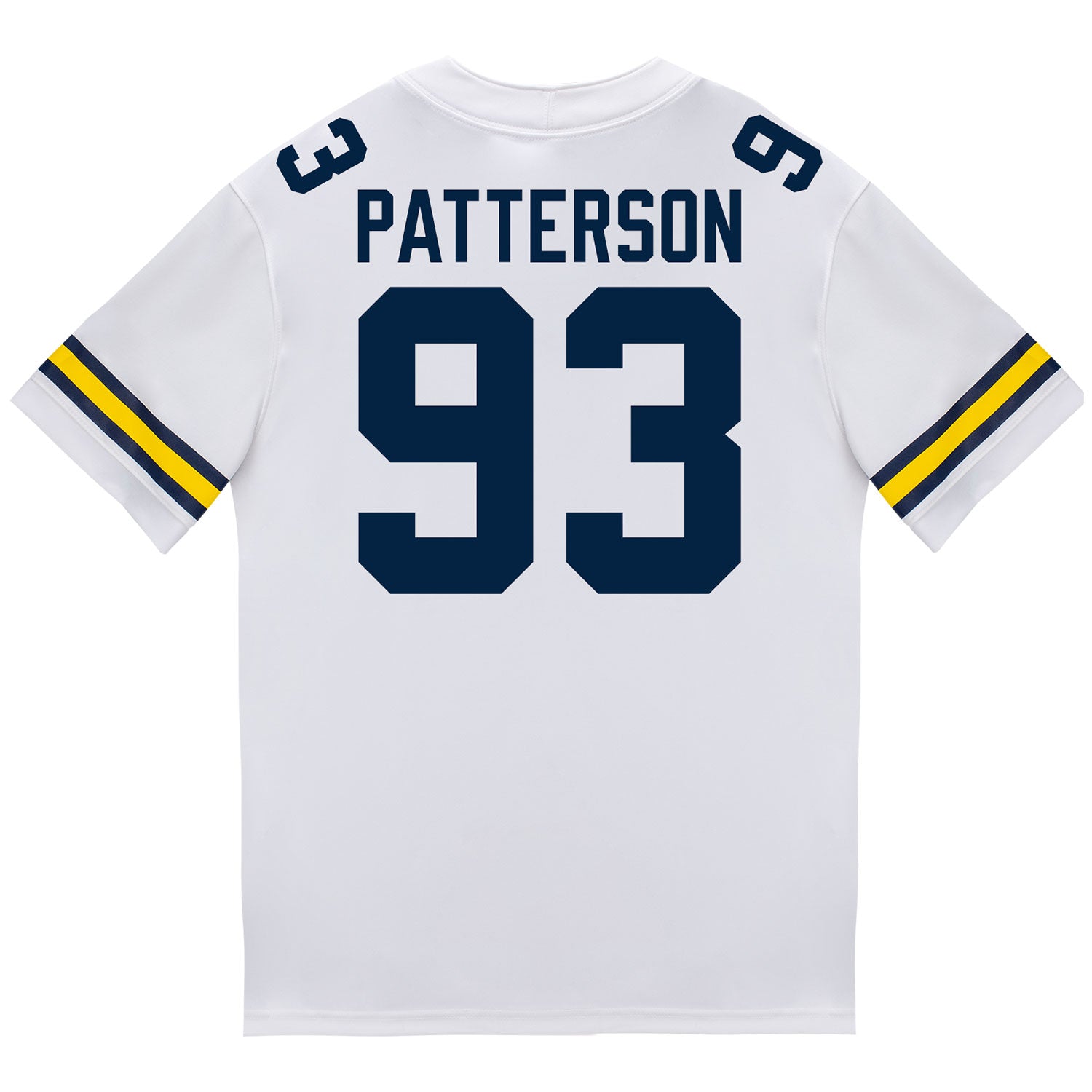 Michigan Wolverines #93 Benny Patterson Student Athlete White Football Jersey - Back View