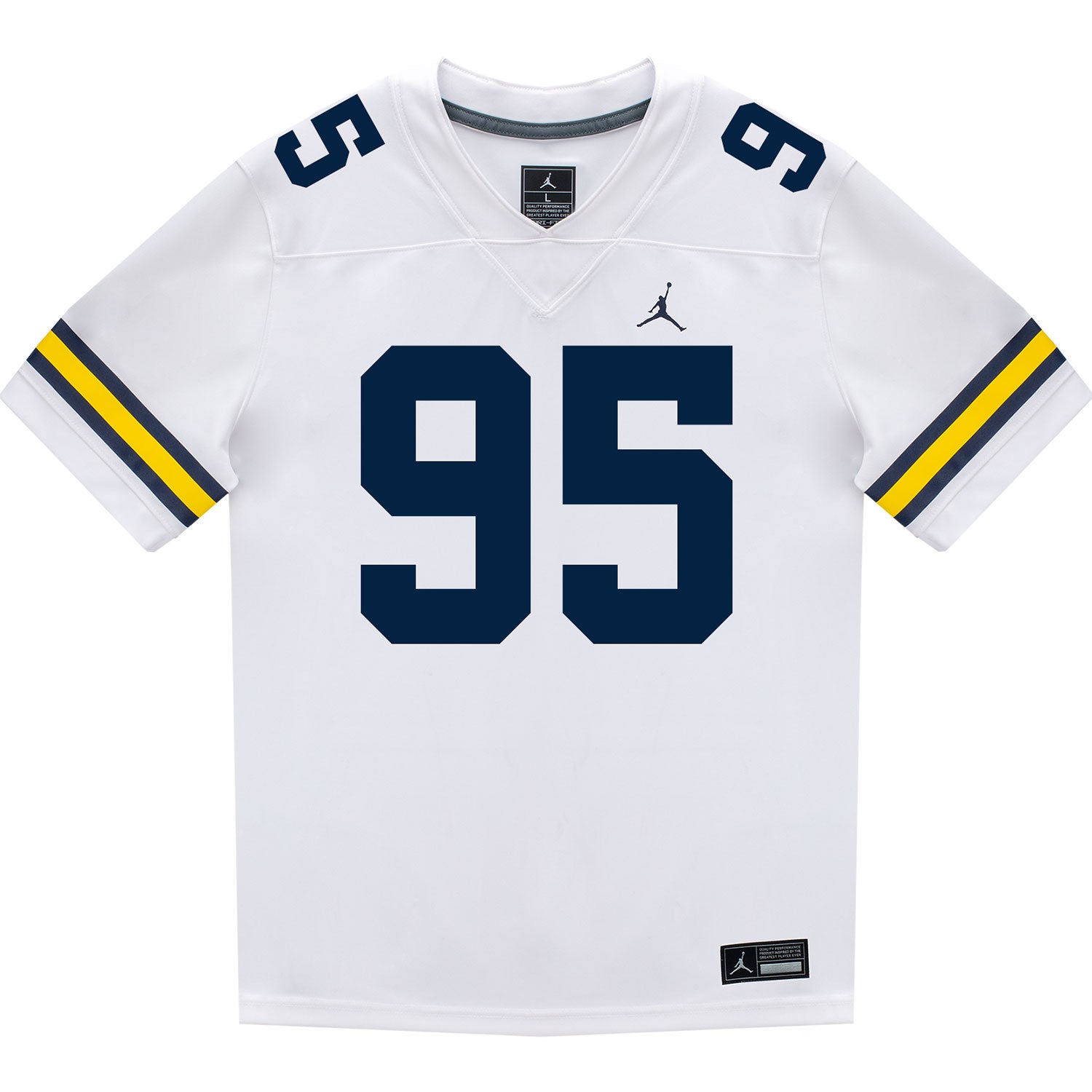 Michigan Wolverines #95 Trey Pierce Student Athlete White Football Jersey - Front View