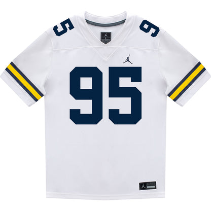 Michigan Wolverines #95 Trey Pierce Student Athlete White Football Jersey - Front View