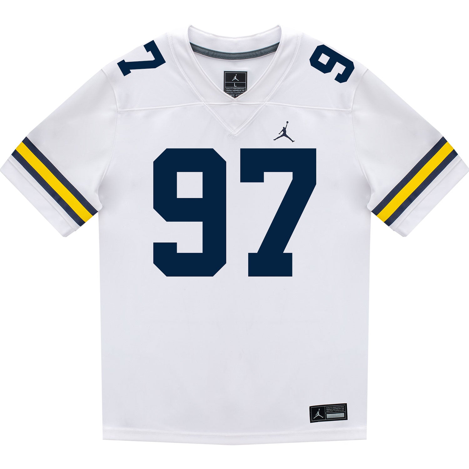 Michigan Wolverines #97 Chibi Anwunah Student Athlete White Football Jersey - Front View