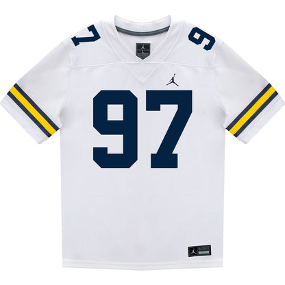 Michigan Wolverines #97 Chibi Anwunah Student Athlete White Football Jersey - Front View