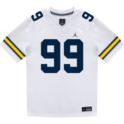 Michigan Wolverines #99 Bobby Kanka Student Athlete White Football Jersey - Front View