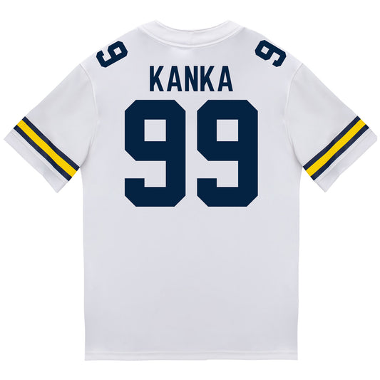 Michigan Wolverines #99 Bobby Kanka Student Athlete White Football Jersey - Back View